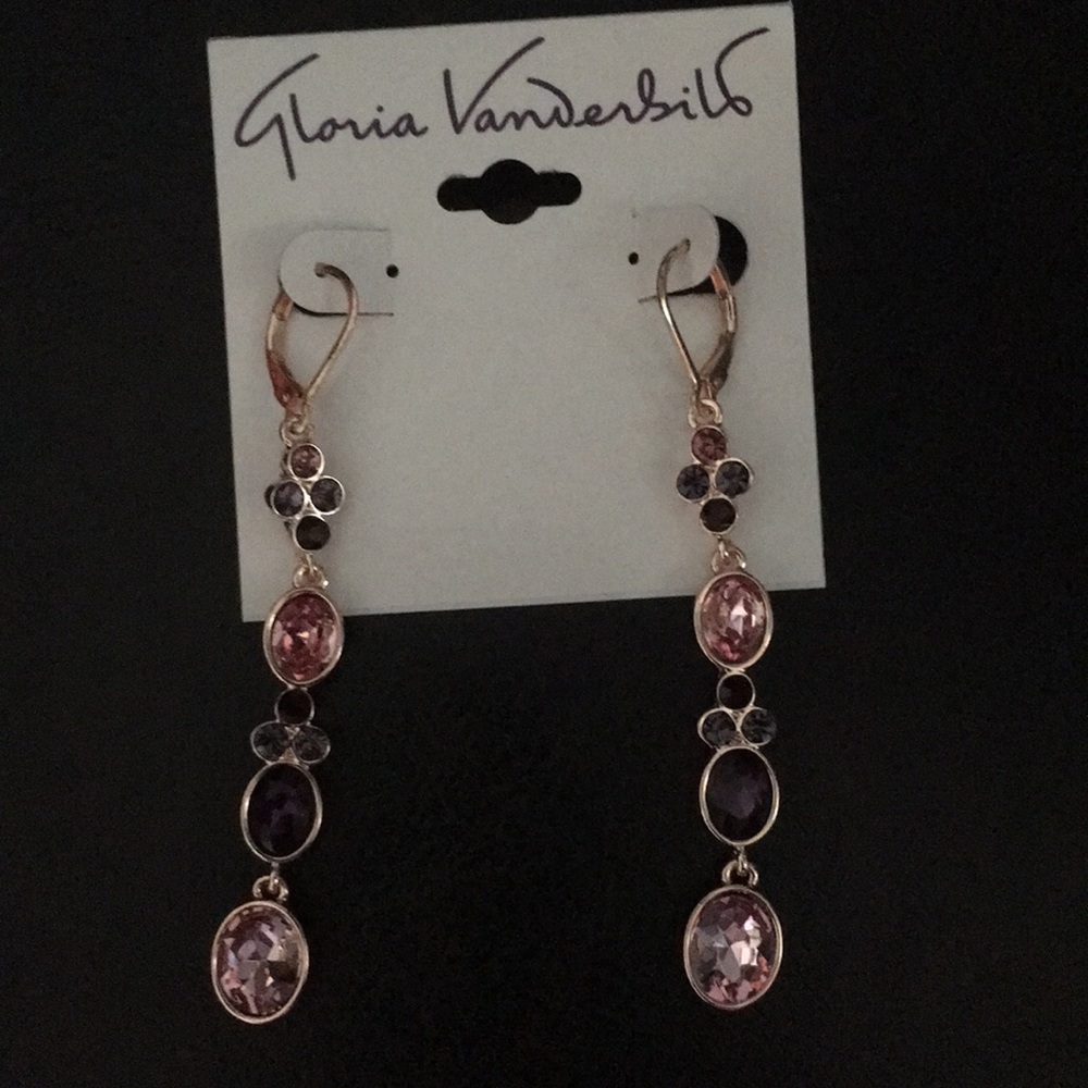 Gloria Vanderbilt Pink & Purple Stone Earrings
